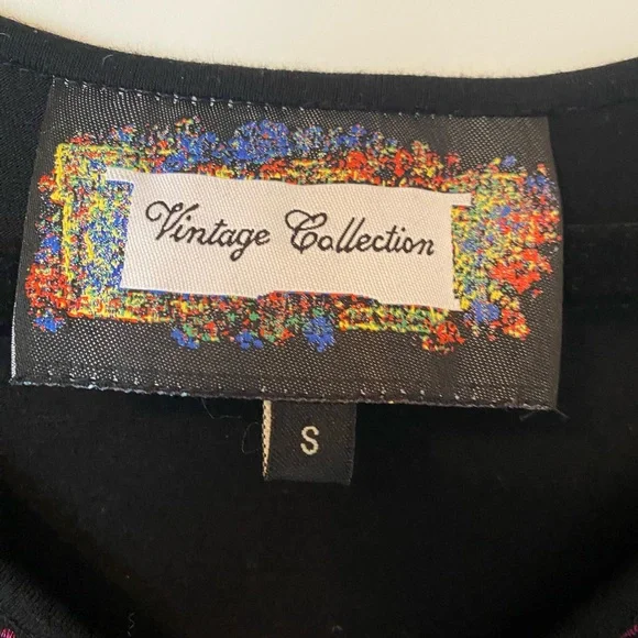 Bellsleeve Black Dress with Pink Floral Accents - Picture 4 of 5